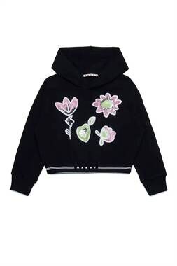 NEW MARNI girls sequined flowers sweatshirt in black